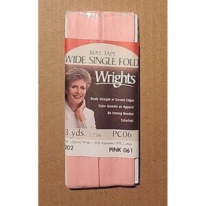 3 yards Pink 7/8" Wide Single Fold BIAS TAPE Wright's